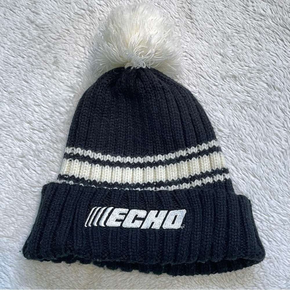 Echo Pom Pom Hat Black and White Beanie Winter